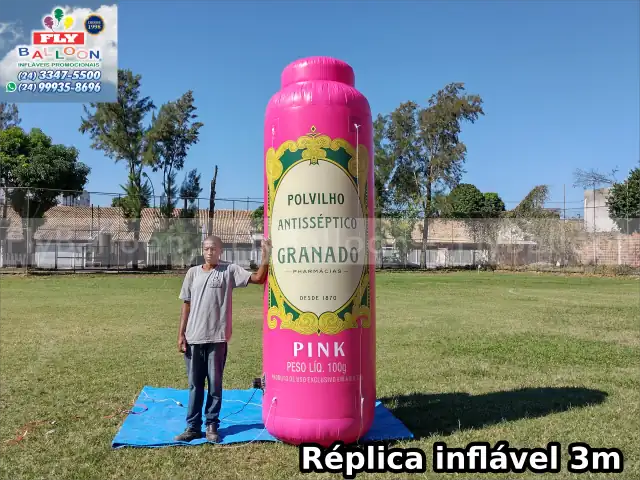 replica inflável gigante promocional polvilho antisséptico granado pink